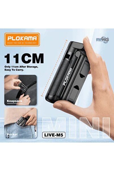 PLOKAMA LIVE-M5 3-in-1 Selfie Stick Tripod with Remote Control