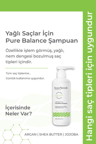 Insane Naturale Purifying and Balancing Pure Balance Shampoo for Oily Hair 500 ml
