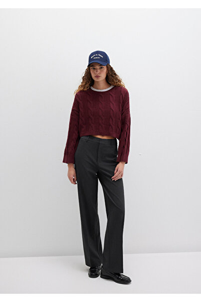Mavi Claret Red Crop Sweater - Crew NecK, Short Cut 1710477 -70415