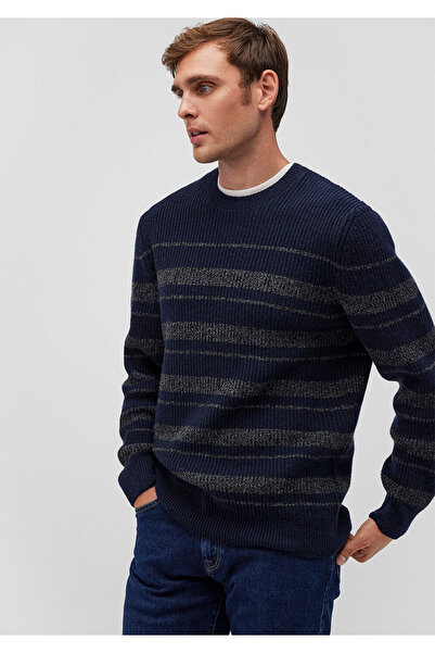 Mavi Пуловер Yun в смужку в темно-синій колір, що облягає фігуру 071020970490