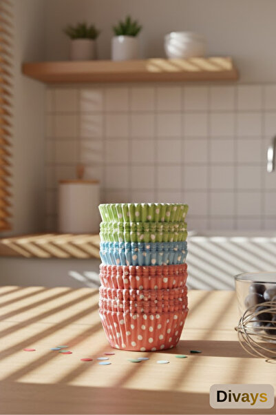 DİVAYS 100 Adet Puantiyeli Kağıt Kek Kapsülü | Muffin Cupcake Kek Kapsülü | 1...