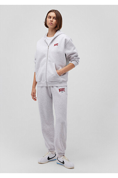 Mavi Logo Printed Hooded Zippered Gray Sweatshirt 1S10178-85438