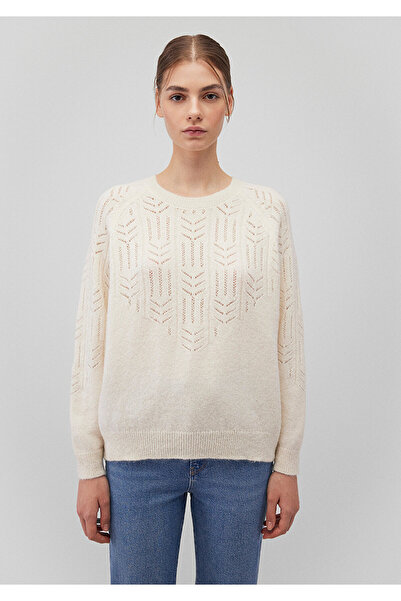 Mavi Pulover cu guler rotund perforat ecru - Croială lejeră 1710490 -70057