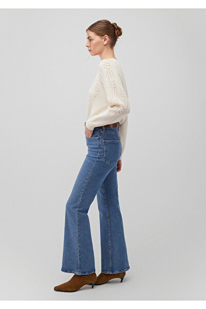 Mavi Pulover cu guler rotund perforat ecru - Croială lejeră 1710490 -70057