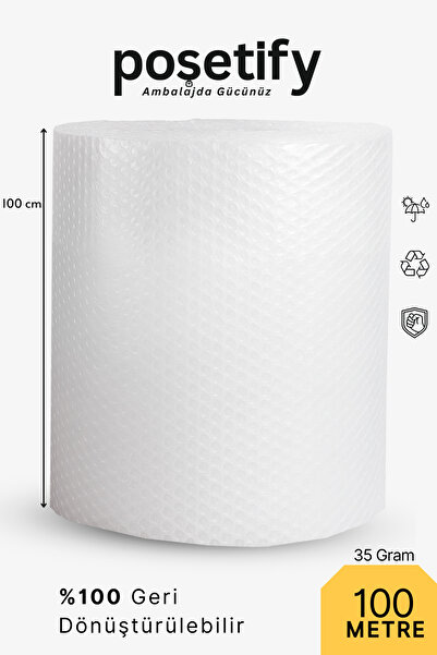 POŞETİFY Kalın Balonlu Naylon Patpat Rulo 100 cm x 100 m | 35 gr/m² | 3 Katlı...