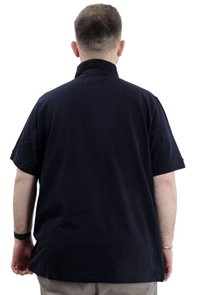 ModeXL Чоловіча футболка з вишитим коміром поло з класичним вишитим піке 20553 темно-синього кольору в стилі батальйону XL
