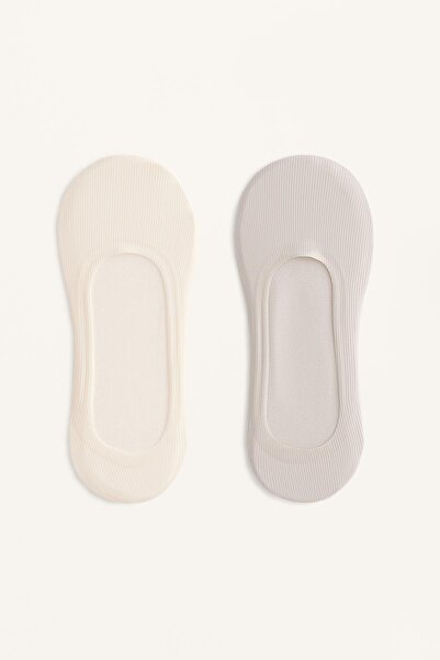 Oysho 2 pairs of medium cut invisible socks with rib microfibre