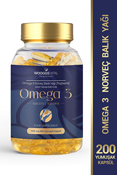 Hotay Nutrition Wooggs Vital Omega 3 Norveç Balık Yağı Takviyesi 200 Yumuşak Kapsül