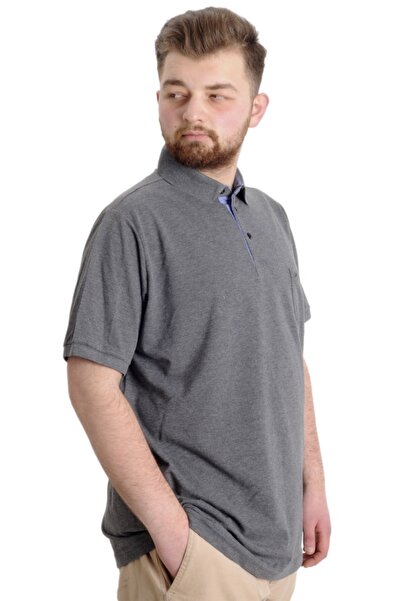 ModeXL Mode Xl Battal Size Ανδρικό Tshirt Polo Neck Pocket Classic Pike 20552 Anthracamelange