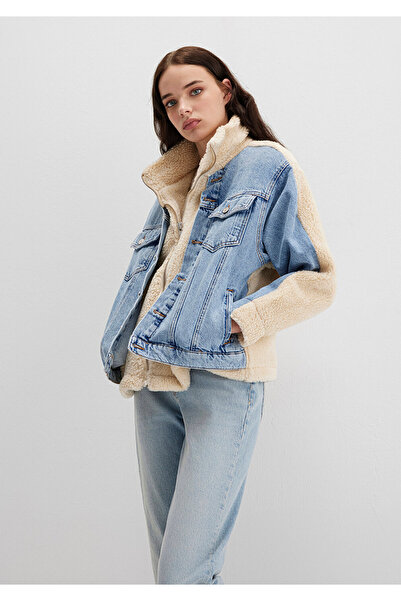 Mavi Jachetă de blugi din blană artificială albastru deschis Rubina anilor 90 1110278 -88589