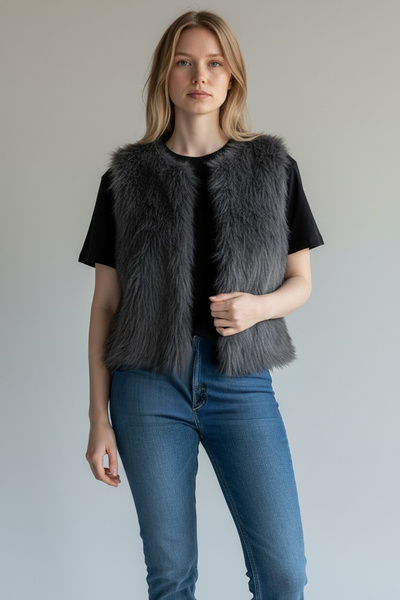 THE WOOW سترة نسائية من الفرو الصناعي المدخن – تصميم عصري ومريح، ملمس ناعم