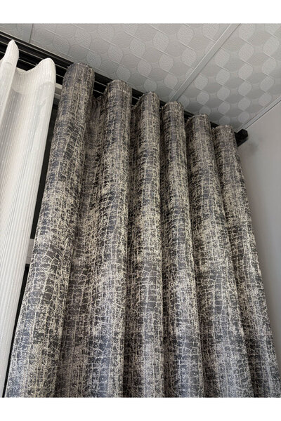 PERDEYERİ S Pile Lina Jacquard 1/3 Layer Floor Curtain Single Wing