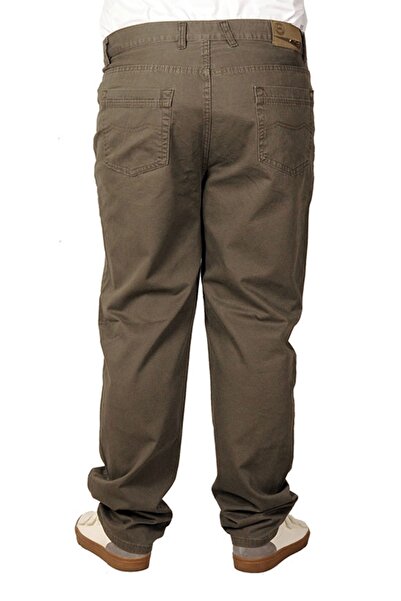 ModeXL Mode Xl Large Size Men's Linen Trousers 5 Pockets 21003 Khaki