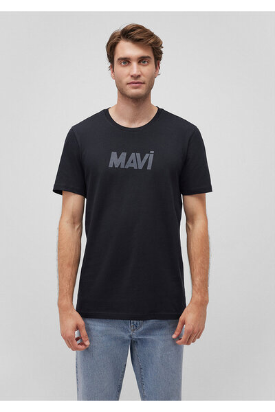 Mavi Černé tričko s potiskem loga Slim Fit - 066846 -900