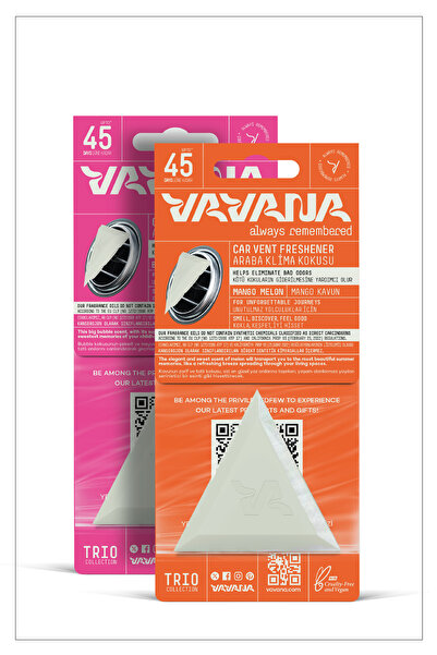 VAVANA Trio Araba Klima Kokusu, Oto Kokusu, 45 Gün Etkili, 2'li Set - Mango M...