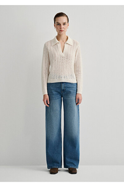 Mavi Pulover Ecru cu gât polo Regular Fit / Regular Fit 1710559 -70057