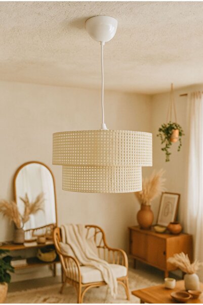 Emg DesiGn Rattan 2 Katlı Pasta Sarkıt Avize Çocuk Odası Yatak Odası Salon Mu...