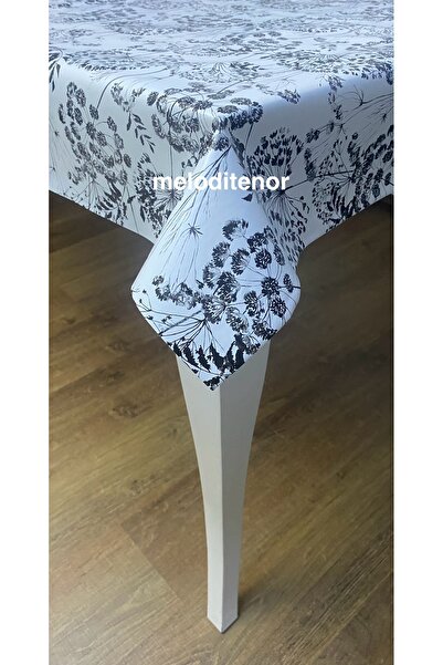 MİRELLA Thick Lined Non-Slip Black Cipso Floral Pvc Oilcloth Tablecloth