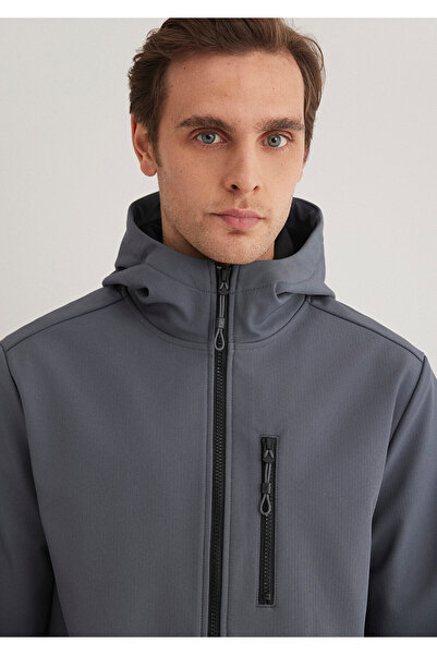 Mavi με κουκούλα Ανθρακίτικο μπουφάν εφαρμοστό / Slim Fit 0110351-80776