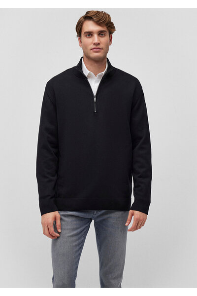 Mavi Світло-сірий светр з напівзастібкою та високим коміром, прямий крій, 0710256-900