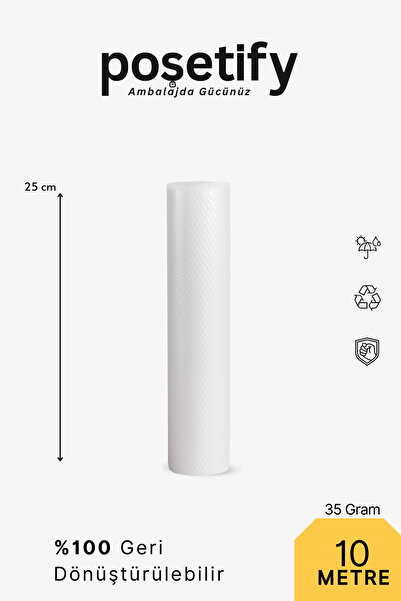 POŞETİFY Kalın Balonlu Naylon Patpat Rulo 25 cm x 10 m | 35 gr/m² | 3 Katlı |...