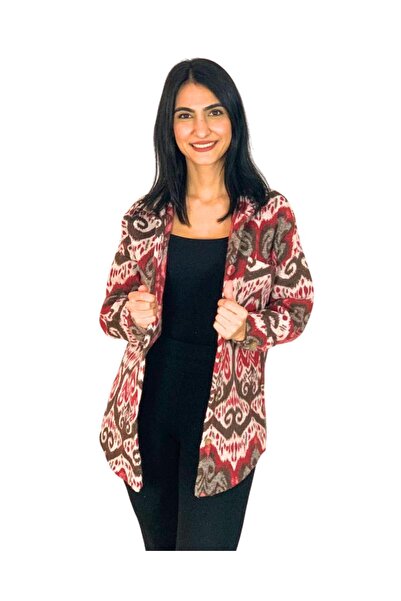 YusGos Women's Single Pocket Patterned Thick Lumberjack Jacket Shirt (Red-Brown) Standard Red