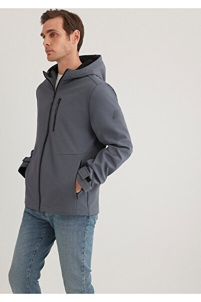 Mavi με κουκούλα Ανθρακίτικο μπουφάν εφαρμοστό / Slim Fit 0110351-80776