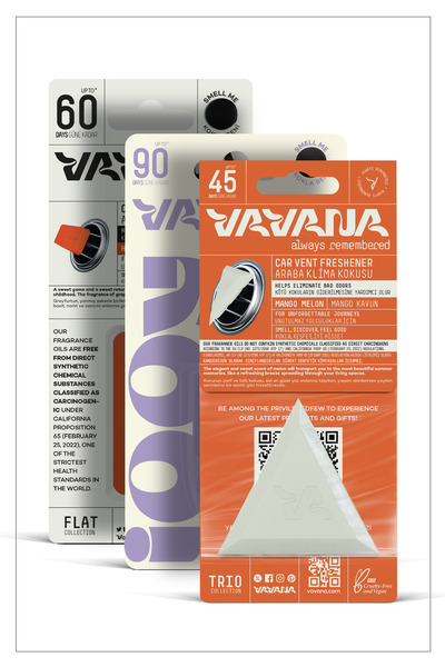 VAVANA Araba Klima Kokusu, Oto Kokusu, Trio, Jooy, Flat 3'lü Set - Mango Melo...