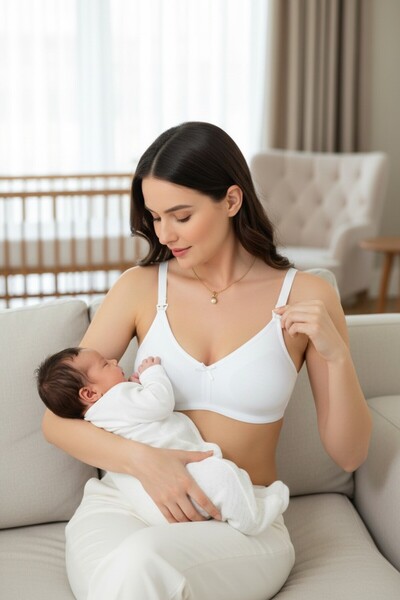 imer Women's Cotton Modal Nursing Bra Without Cups – Easy Open Design with Clips