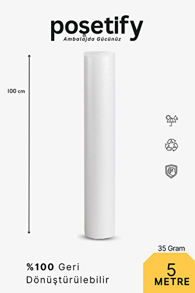 POŞETİFY Kalın Balonlu Naylon Patpat Rulo 100 cm x 5 m | 35 gr/m² | 3 Katlı |...