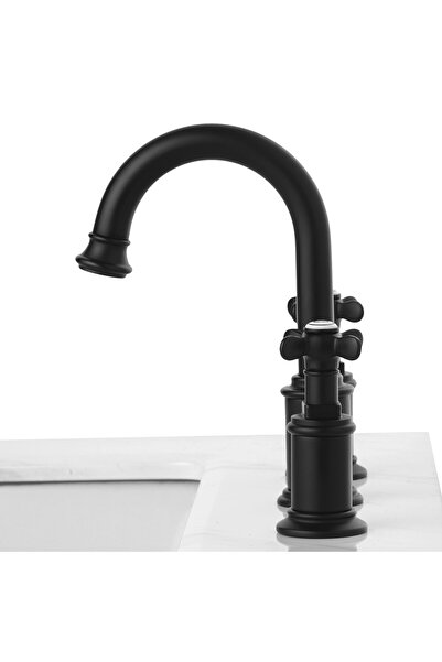 Maison Mex 3-outlet washbasin mixer, DANUBE, L.25 H.22 cm, black