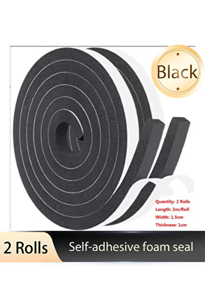 Choice شريط عازل للطقس من الفوم ذاتي اللصق أسود اللون، 1.5 سم - 2 لفة، بطول 4 أمتار - مقاوم للرياح والصوت والغبار