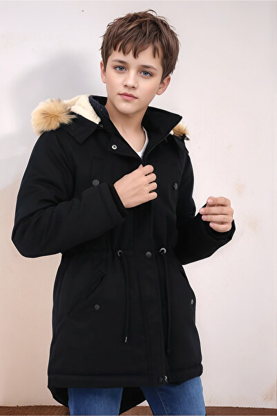Your Consent Boy's Winter Thick Inner Fleece Long Parka Model Coat