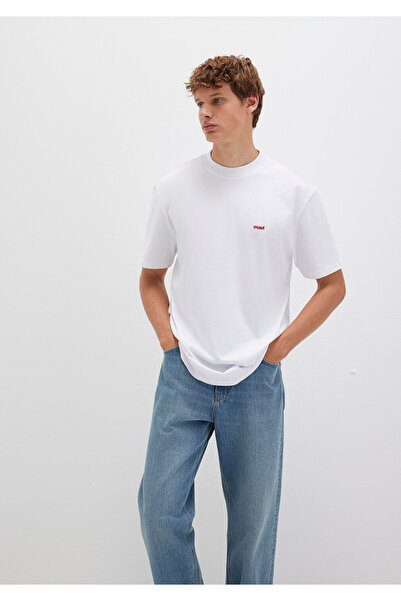 Mavi Weißes Basic-T-Shirt mit Logo-Print, lockere Passform / lockere, entspannte Passform 0612216 -620