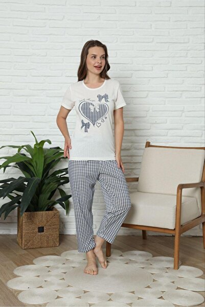 meynur moda Σετ κοντομάνικη πιτζάμες από βαμβακερή χτενισμένη ποιότητα