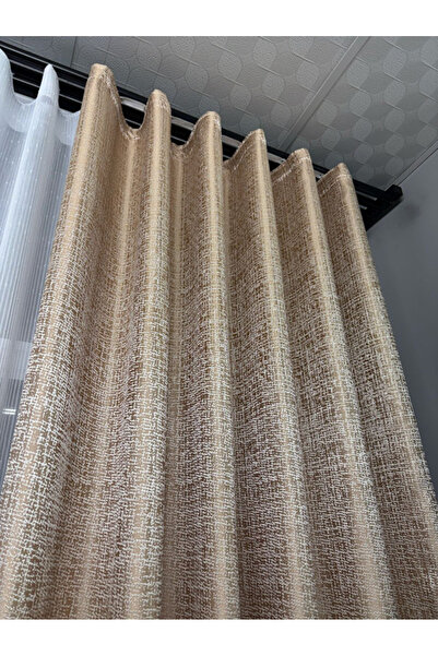 PERDEYERİ S Pile Seyhan Jacquard 1/3 Layer Floor Curtain Single Wing