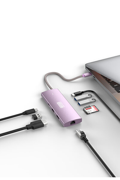 SECUZİ 9in1 Type-C Pembe Docking Station Macbook/SD-Micro SD/2xUSB3.0/USB2.0/...