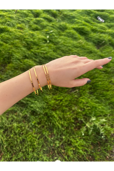 MASSYCO 22 Ayar Altın Kaplama 4'lü Ajda Bilezik Seti