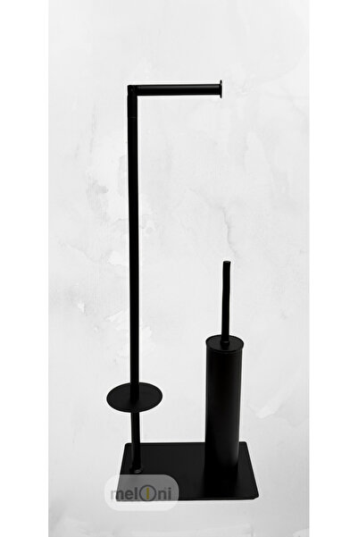 Meloni Vizyon Stainless Steel Stand Wc Paper Holder and Toilet Brush Set - Fo...
