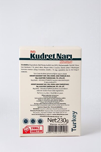 KIRINTI 2000 Damla Sakızlı Ballı Kudret Narı Macunu 230 G.