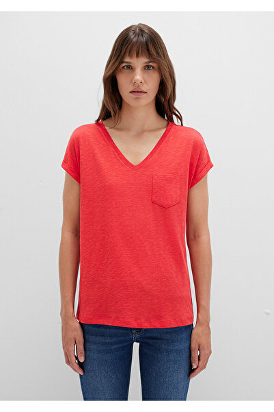 Mavi Rotes Basic T-Shirt mit V-Ausschnitt Loose Fit / Loose Relaxed Fit1600961-71083