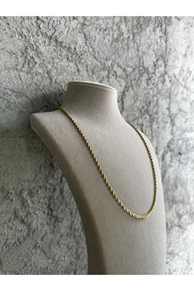 Mach Gold Twist Patterned Women's Necklace - Steel Material