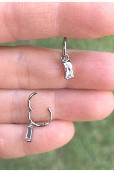 Bylin %100 G23 Titanyum Baget Taş Charmlı Halka Kıkırdak Piercing - Halka Çap...