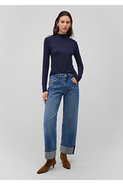 Mavi Texturované tmavě modré tričko Slim Fit / Slim Fit 1612026 -82183