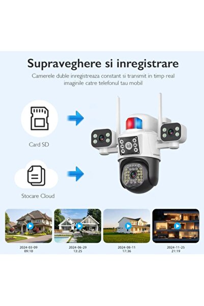 OEM Triple Surveillance Camera 8K, Wi-Fi, 355°/90°, Color Night, 2-way Audio, 10X Zoom IP