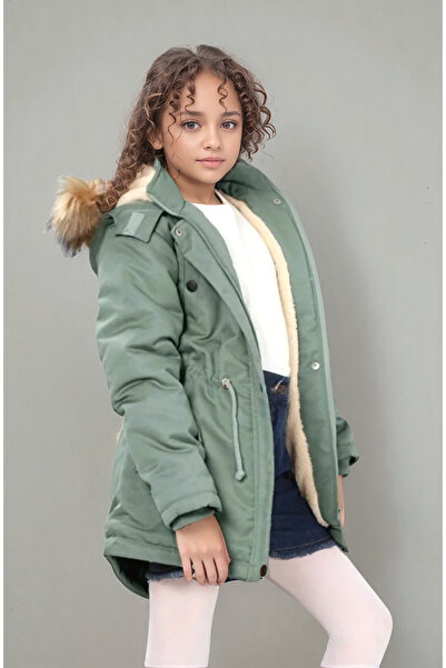 JOGCO İçi Polarlı Çıkabilir Kapüşonlu Rahat Kullanım Kalın Kışlık Çocuk Mont ...