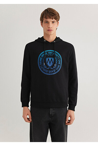 Mavi Μαύρο Φούτερ με κουκούλα - Λογότυπο Σφραγίδα τυπωμένο 0611721 -900