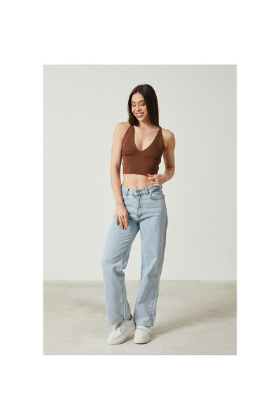 Twenty3 2D2BW Kadın Super Crop Sırt Detaylı Triko Büstiyer Bluz