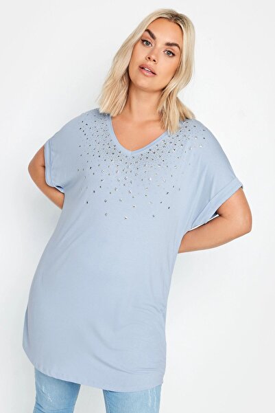 Stil Diva V-Neck Short Sleeve Plus Size Blouse with Sequin Detail -302280