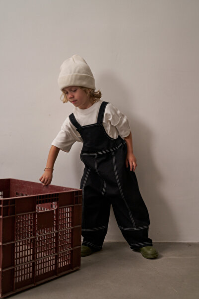 Oh La La Koala For Little Ones Black Children's Denim Salopet Jumpsuit